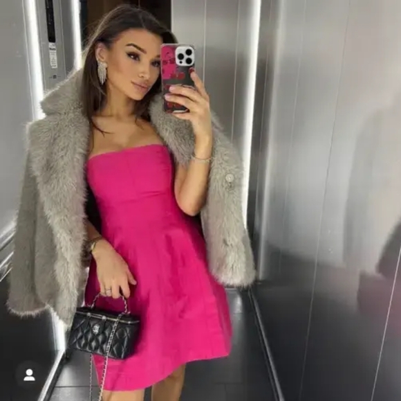 AJE Strapless Pink Mini Linen Dress NWOT Sz US 4 - Picture 8 of 9